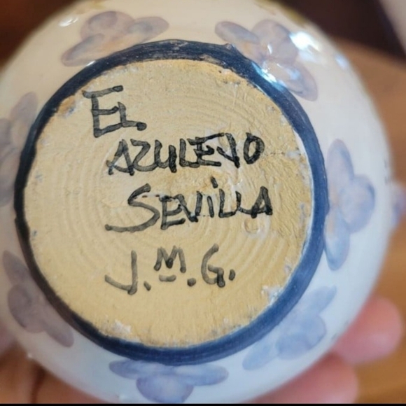 Sevilla 5" Floral Pitcher Handpaint in Spain Bright Floral Signed JMG - Picture 5 of 6